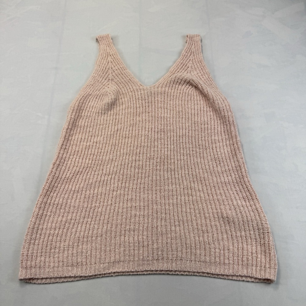 Madewell Women's XL Blush Pink V-Neck Chunky Knit Sweater Tank Top